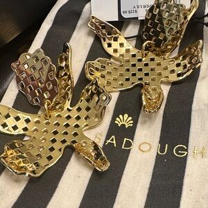 Lele Sadoughi Gold Cutout Paper Lily Floral Earrings